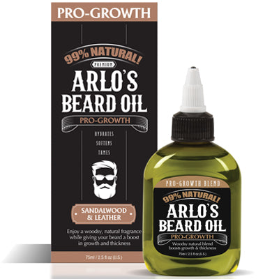 ARLO'S BEARD OIL PRO GROWTH 2.5 oz SANDALWOOD & LEATHER (DL/6)