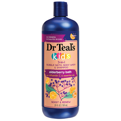 DR. TEAL'S KIDS 3 IN 1 BATH 20oz ELDERBERRY & VITAMIN C