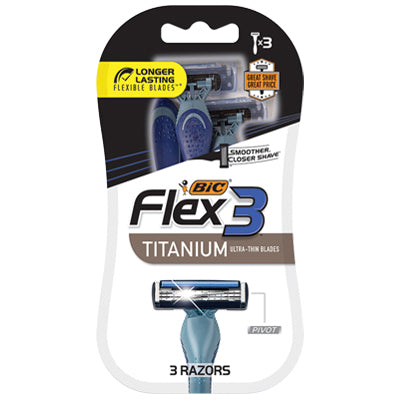 BIC FLEX 3 BLADE TITANIUM RAZOR 3 PK (DL/4)