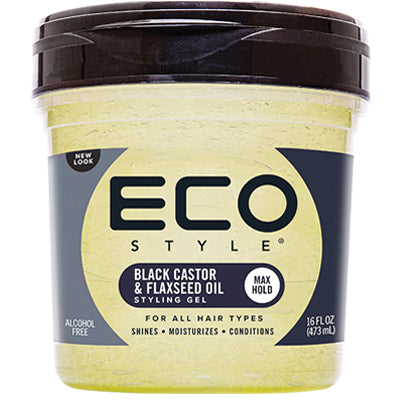 ECOSTYLE STYLING GEL BLACK CASTOR & FLAX SEED 8 OZ *