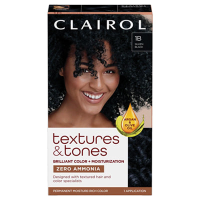 CLAIROL TEXTURES & TONES HAIR COLOR 1B SILKEN BLACK