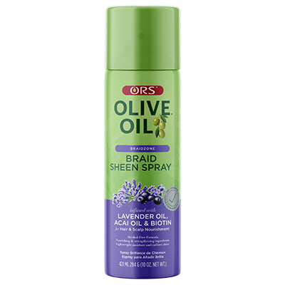 ORS OLIVE OIL SHEEN SPRAY 10oz BRAIDZONE LAVENDAER, ACAI OIL & BIOTIN