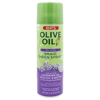 ORS OLIVE OIL SHEEN SPRAY 10oz BRAIDZONE LAVENDAER, ACAI OIL & BIOTIN