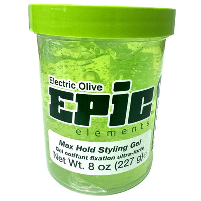 EPIC ELEMENTS MAX HOLD STYLING GEL 8oz ELECTRIC OLIVE (CS/6)