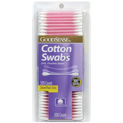 GOODSENSE COTTON SWABS PLASTIC 300 CT ASSORTED COLORS (CS/24)