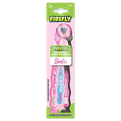 FIREFLY TOOTHBRUSH 3 CT W/ CAP BARBIE (DL/6)