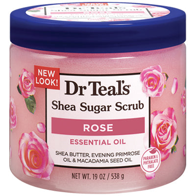 DR. TEAL'S SHEA SUGAR SCRUB 19oz ROSE (DZ)
