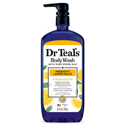 DR. TEAL'S BODY WASH 24oz PREBIOTIC LEMON BALM (CS/4)