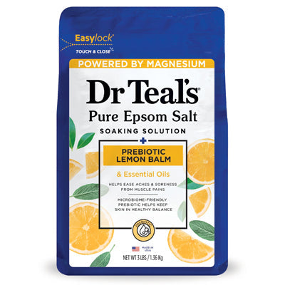 DR. TEAL'S EPSOM SALT 3 LBS PREBIOTIC LEMON BALM (CS/4)