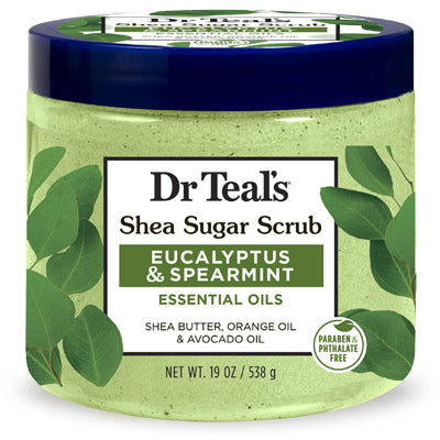 DR. TEAL'S SHEA SUGAR SCRUB 19oz EUCALYPTUS SHEA (DL/3)