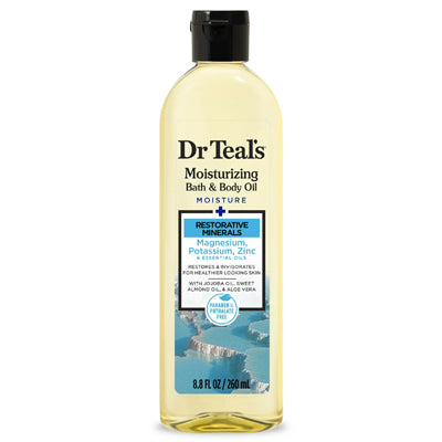 DR. TEAL'S MOISTURIZING BATH & BODY OIL 8.8oz RESTORATIVE MINERALS (cs/6)