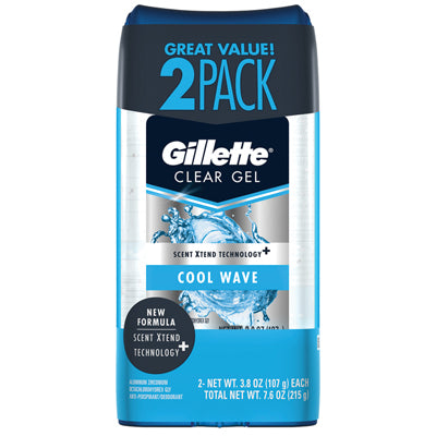 GILLETTE CLEAR GEL TWIN PACK 3.8oz COOL WAVE (CS/6)