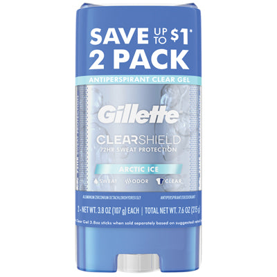 GILLETTE CLEAR GEL TWIN PACK 3.8oz ARCTIC ICE (CS/6)