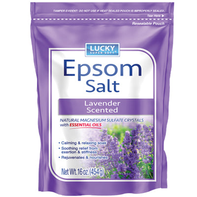 LUCKY SUPER SOFT EPSOM SALT 16oz BAG LAVENDER (cs/12)