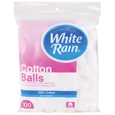 WHITE RAIN COTTON BALLS 100 COUNT (cs/24)