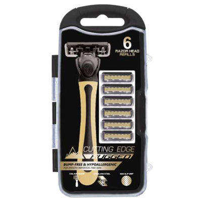 CUTTING EDGE RUGGED MANUAL RAZOR HYPOALLERGENIC W/ 6 RAZOR HEAD REFILLS