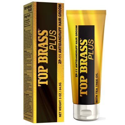 TOP BRASS PLUS ANTI DANDRUFF ZP-11 HAIR GROOM  3oz GOLD