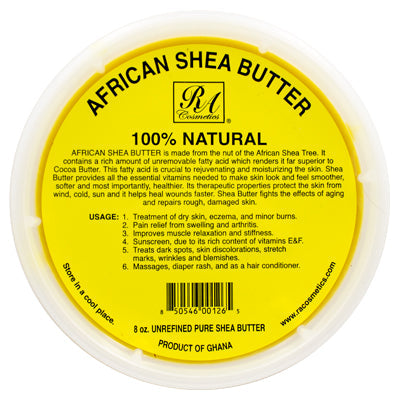 RA COSMETICS 100% PURE SHEA BUTTER 8oz YELLOW