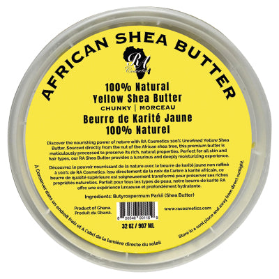 RA COSMETICS 100% PURE SHEA BUTTER CHUNKY 20oz YELLOW (CS/8)