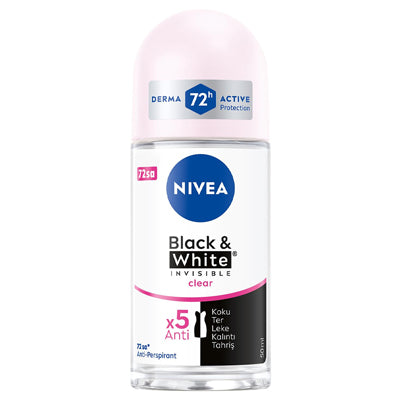 NIVEA ROLL ON DEODORANT 50ml BLACK & WHITE INVISIBLE CLEAR