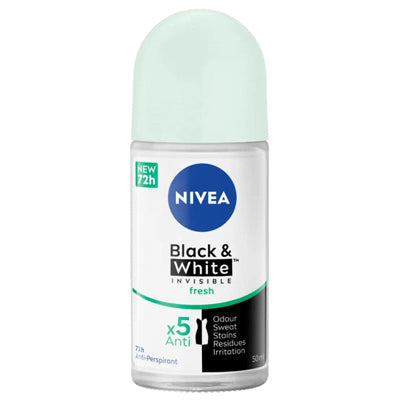 NIVEA ROLL ON DEODORANT 50ml BLACK & WHITE INVISIBLE FRESH AP