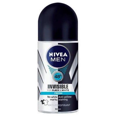 NIVEA MEN ROLL ON DEODORANT 50ml BLACK & WHITE INVISIBLE FRESH AP
