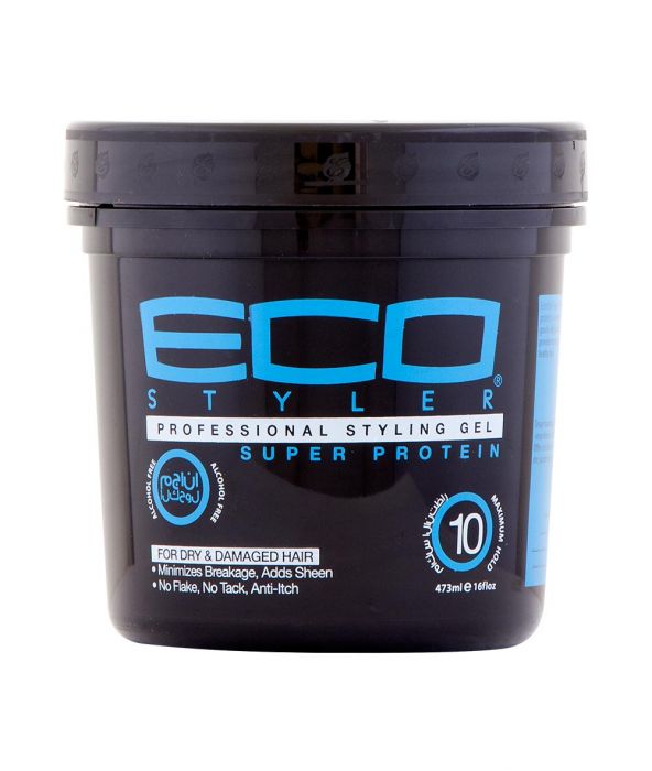 ECOSTYLE STYLING GEL SUPER PROTEIN BLACK/BLUE 16 OZ(CS/6)