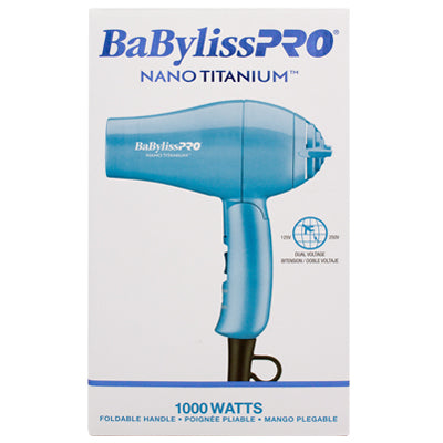 BABYLISSPRO NANO TITANIUM TRAVEL DRYER BLUE