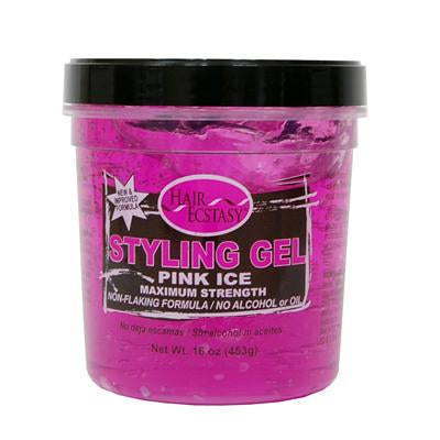 Hair Ecstasy Styling Gel 16oz Pink Ice Maximum Streng(CS/12