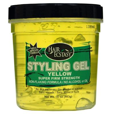 Hair Ecstasy Styling Gel 16oz Yellow Super Firm Stren(CS/12