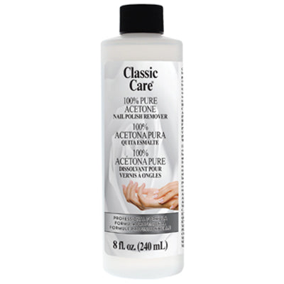 CLASSIC CARE NAIL POLISH REMOVE8oz 100% PURE ACETONE (cs/12ea)
