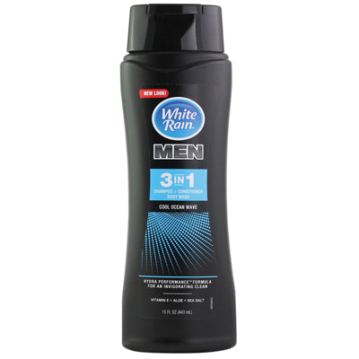 White Rain Body Wash 15 oz Mens 3-In-1 Cool Ocn Wav