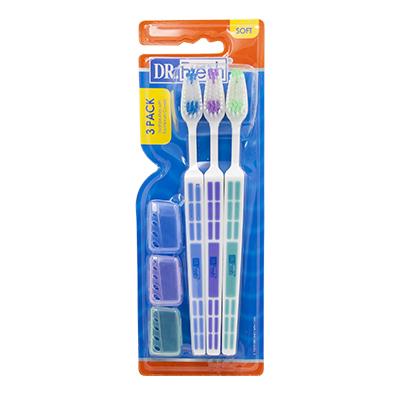 Dr. Fresh Tooth Brush Soft 3 Pack W/ Covers