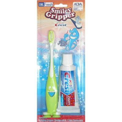 Dr. Fresh Kids Crest Toothbrush Smiley Gripper Travel Kit