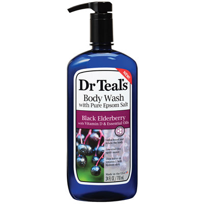 DR. TEAL'S BODY WASH 24 OZ BLACK ELDERBERRY (CS/4)