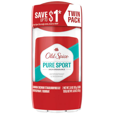 OLD SPICE HIGH ENDURANCE TWIN  PACK 3oz PURE SPORT IS (CS/6)