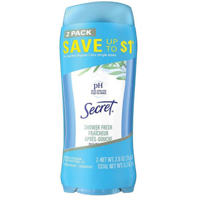 SECRET AP INVISIBLE SOLID TWIN PACK 2.6oz SHOWER FRESH (CS/6)