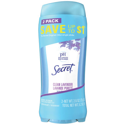SECRET AP INVISIBLE SOLID TWIN PACK 2.6oz CLEAN LAVENDER(CS/6)