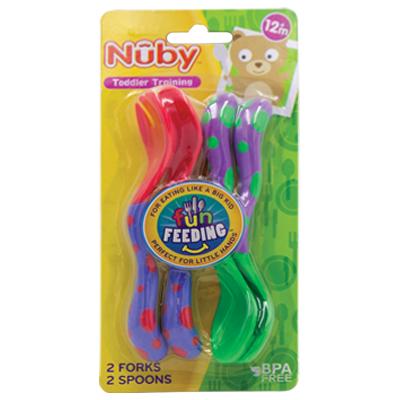 Nuby Baby Feeding Spoon/Fork 2 Set Pack (DL/4)