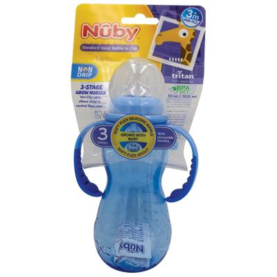 Nuby 3 Stage Tritan Bottle To Cup 10 oz W/Handles (DL/4)