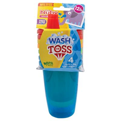 Nuby Wash Or Toss 10oz Cups With Sipper Spout 4Pk (DL/4)