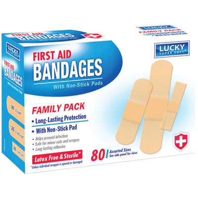 LUCKY SUPER SOFT FIRST AID BANDAGES 80 COUNT (cs/24)