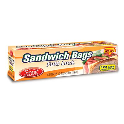 Home Select Sandwich Bags 120Ct Fold Lock (CS/24)