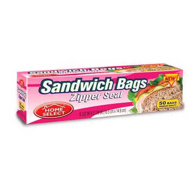 Home Select Sandwich Bags 50 Count Zipper Seal (CS/24)