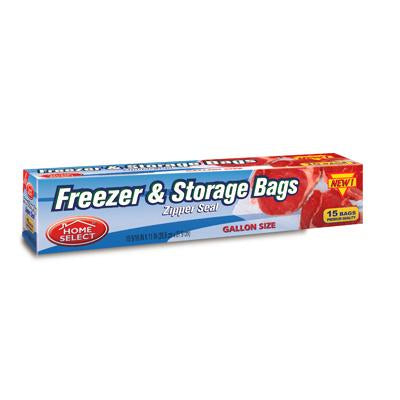 Home Select Freezer Bags Gallon 15 Count Zipper Seal (CS/24)