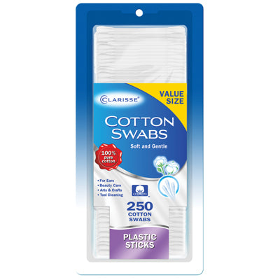 CLARISSE COTTON SWABS 300 COUNT PLASTIC STICK VALUE SIZE