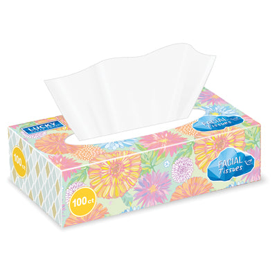 LUCKY SUPER SOFT FACIAL TISSUES FLAT BOX 100's