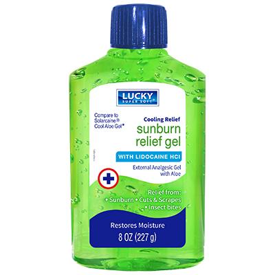 Lucky Super Soft Sunburn Relief Gel W/Lidocaine Hci 8oz (CS/