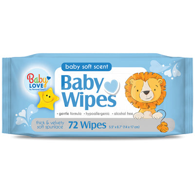 PERSONAL CARE BABY LOVE BABY WIPES 72's BLUE (11932-12)