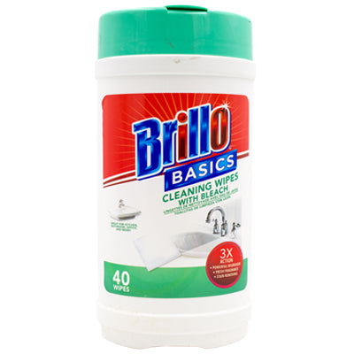 BRILLO CLEANING WIPES WITH BLEACH 40's (cs/12)